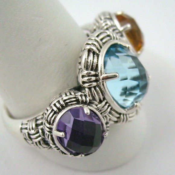 Hilary Joy 4.16ct Multigem 3-Stone Ring - Picture 9 of 12